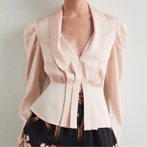 BCBGMaxAzria Pink Pleated Button Dressy Blouse XXS NWT